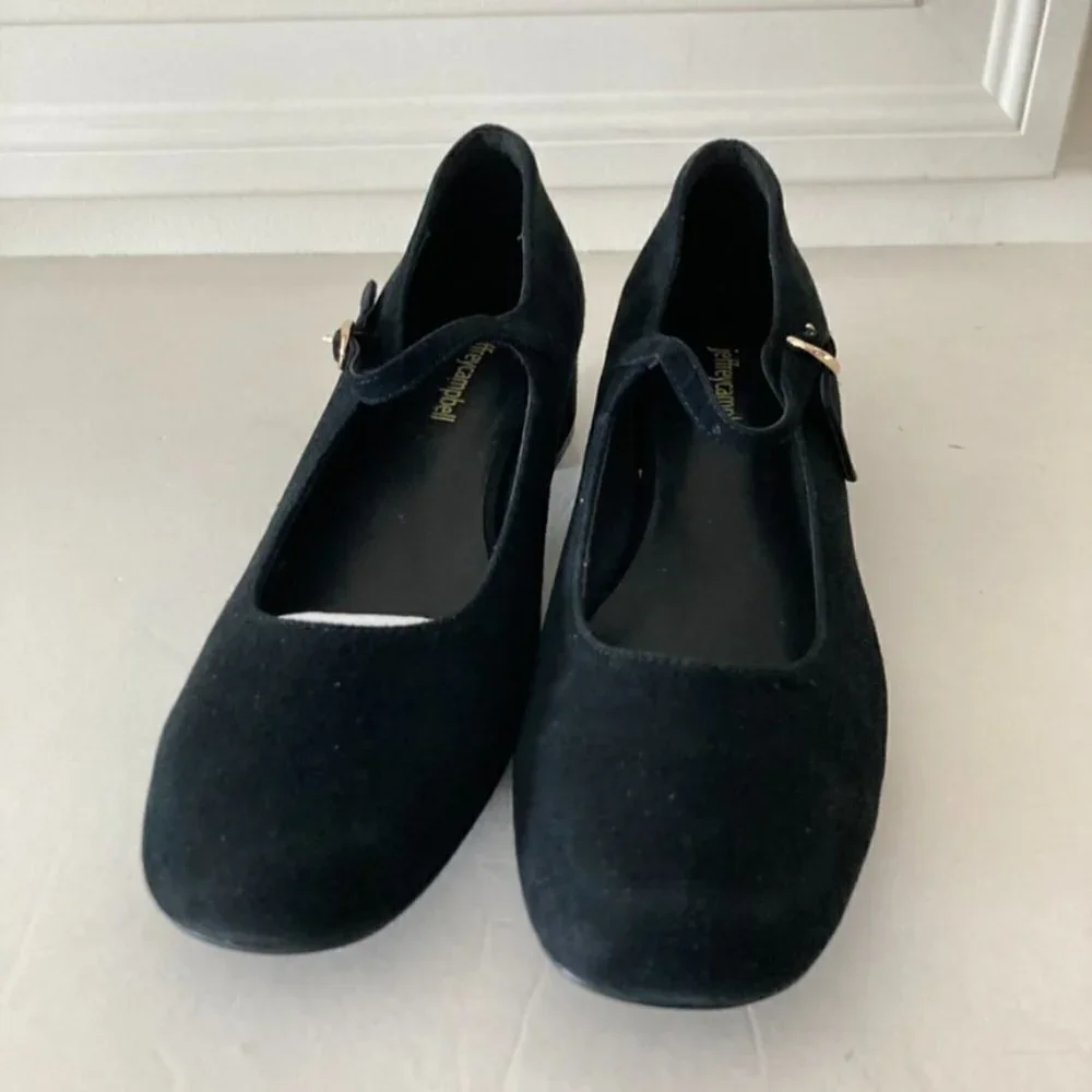 NWOB Jeffery Campbell Free People Mia Black Suede Mary Jane Heels